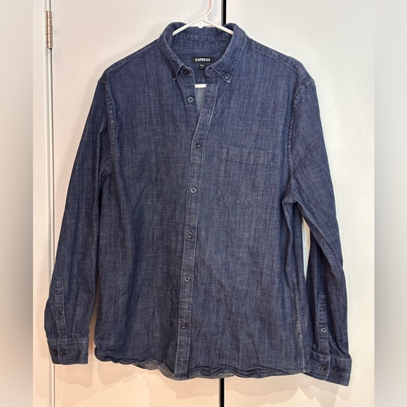 Express Blue Casual Button Down Shirt - Picture 1 of 10